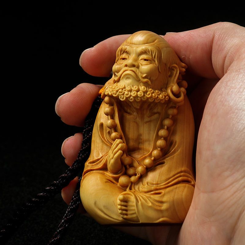 Woodworking Gifts - Boxwoodカービングハンドハンドルピース、仏文字、zen dama愛国心、ブティックの装飾品、頑丈な手作り、ウッドギフト、ブティック