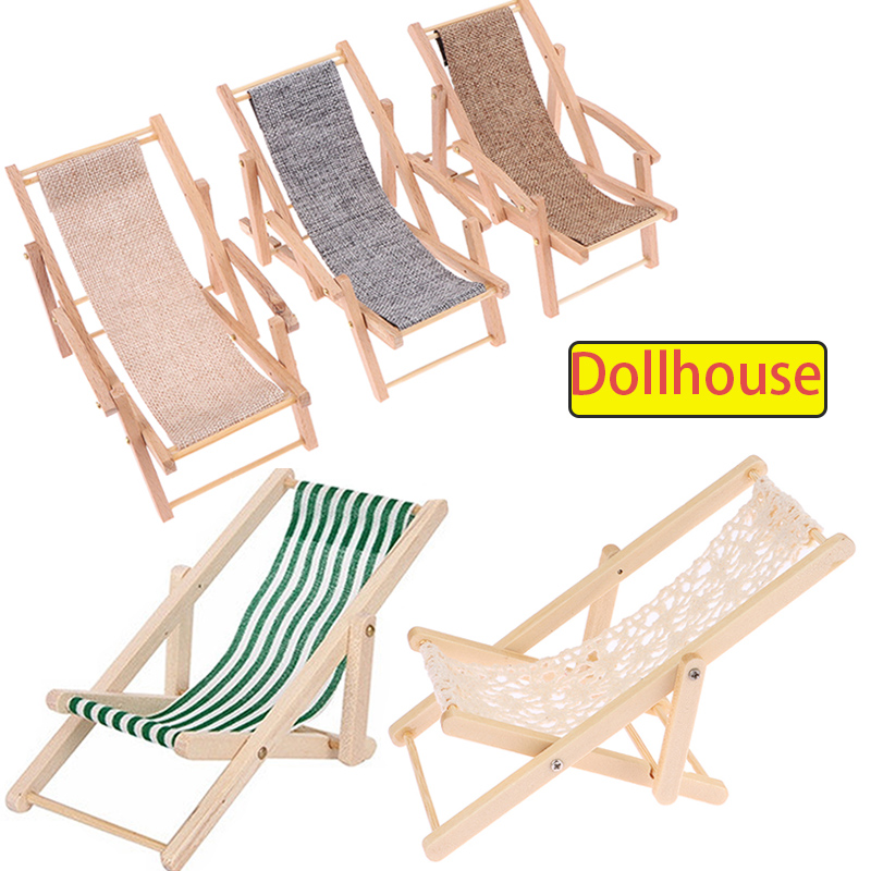 Wood Woodworking - 1Pc 1/12 ドールハウス折りたたみデッキチェアドールハウスラウンジビーチチェアモデルドールハウスミニ家具アクセサリー