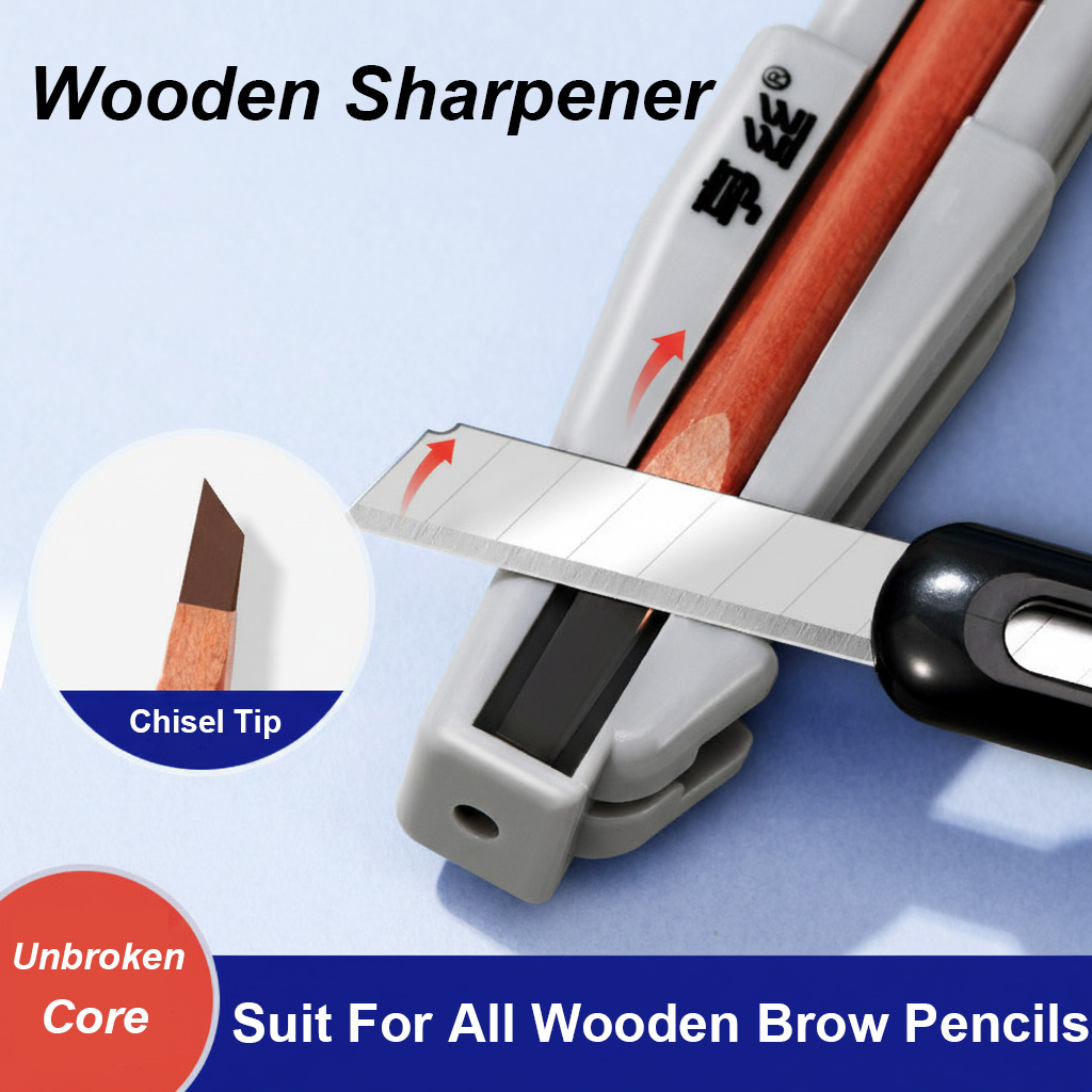 Woodworking Tools - 木製アイブロウペンシルシャープナー、チゼルチップ用、芯が折れない、簡単な手動シャープナー、すべての木製アイブロウペンシルに対応
