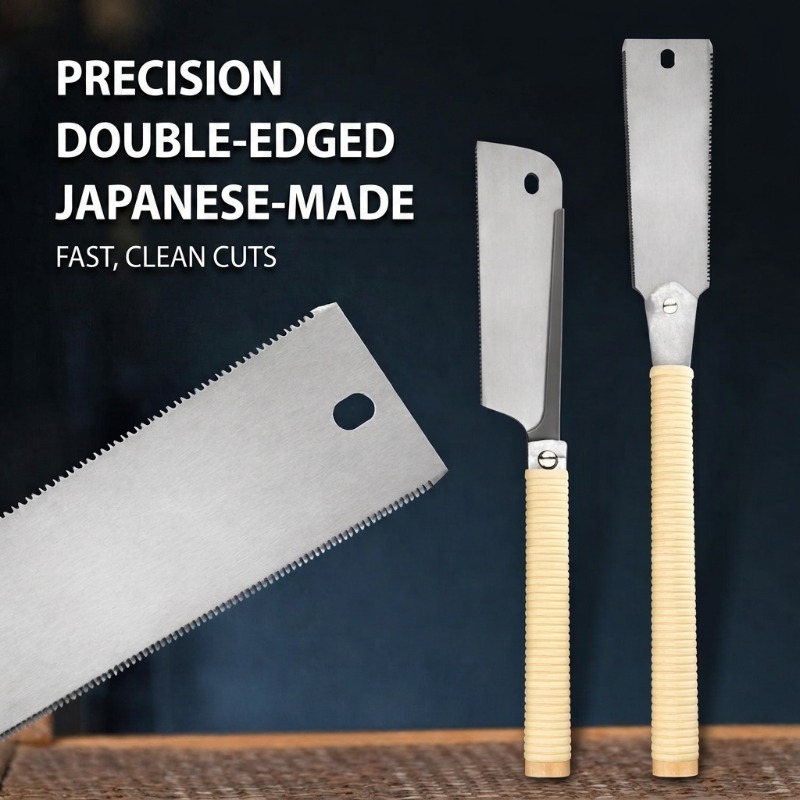 Japanese Pull Saw - 和式両面ハンドソー、精密手動硬木用ブレード、伐採用鋸、木工プロジェクト用園芸剪定鋸