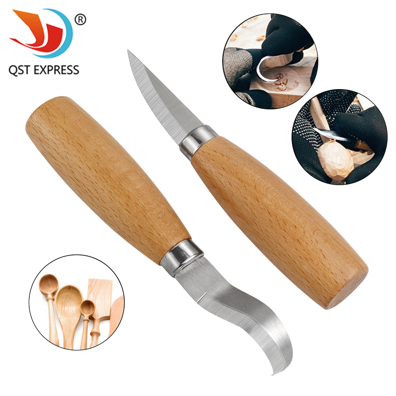 Wood Chisel Set - ステンレス鋼彫刻ナイフ ブナ材ハンドル 曲線ストレートナイフ 木材切断ナイフ 木工彫刻ツールセット