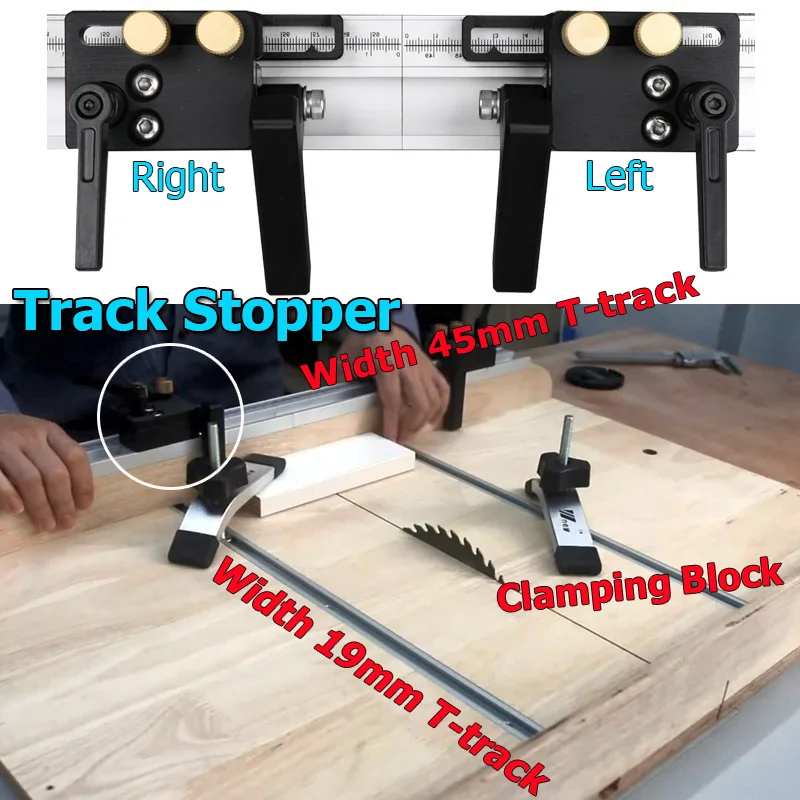 Woodworking Router - アルミ合金木工スライディング溝スロットマイタートラック T トラック/トラックストッパー/クランプブロックルーターテーブルソーツール用