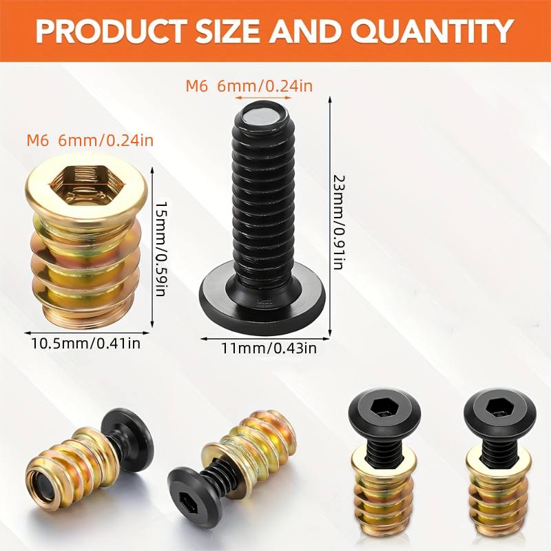 Woodworking Tool Stores - 10 個のナットねじ込みインサート組み合わせツールキット木製家具用六角ソケットネジコネクタボルトファスナーハードウェア