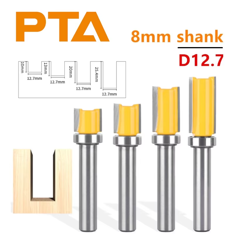 Woodworking Project Plans - フライスカッター 8mmシャンク テンプレートトリム ヒンジモーティングルータービット ストレートエンドミル フラッシュトリム