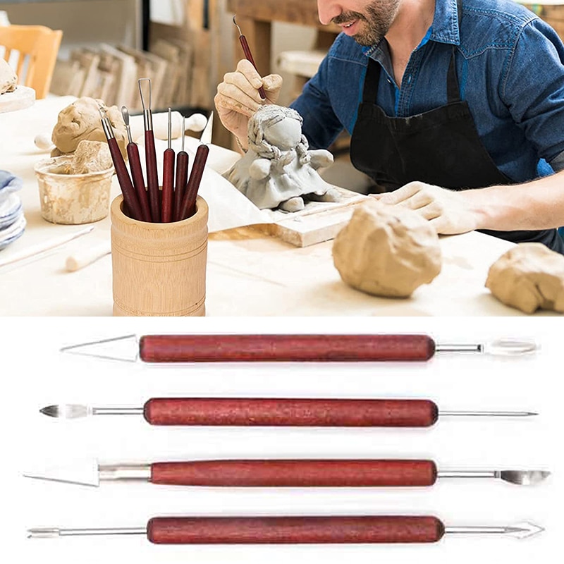 6つのピース/セット陶器ツール赤木両面ワイヤーナイフ粘土修理 - Wood Chisel Set のレビューと価格