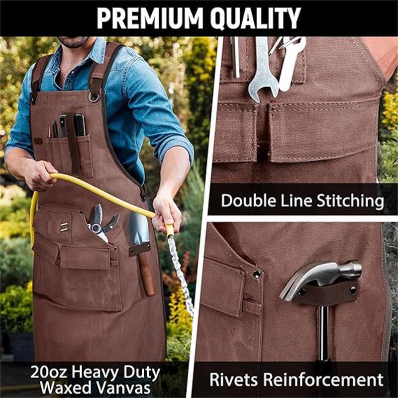 調整可能なクロスバックストラップ付き木工用エプロン、頑丈なワ - Woodworking Apron のレビューと価格