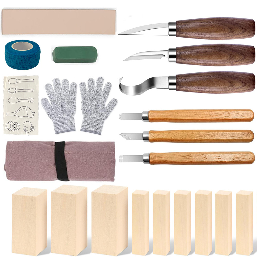 彫刻ナイフギフトボックスセット 21ピース 木工彫刻ナイフセ - Woodworking Gifts のレビューと価格