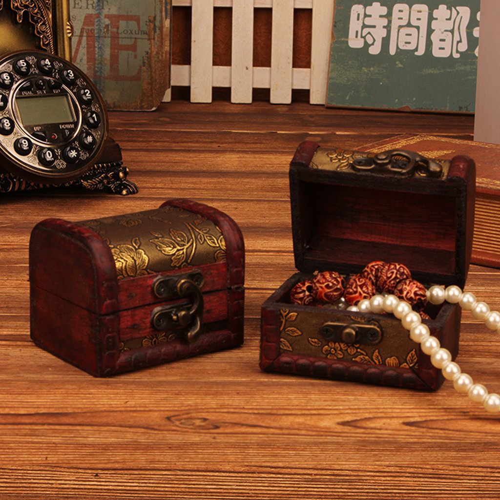 中国風のヴィンテージ木製ジュエリーボックスロック付き小物入れ - Wood Woodworking のレビューと価格