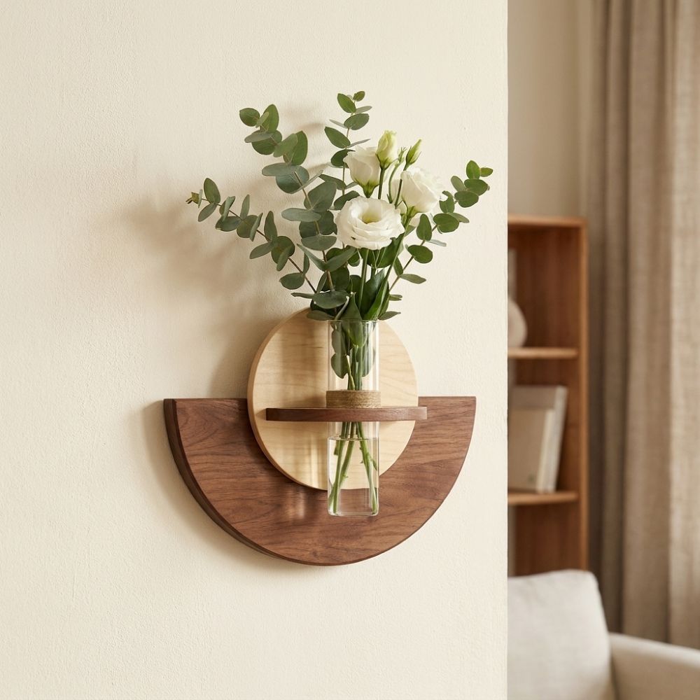 楕円形の木製壁掛けフラワーシェルフ、水耕栽培ディスプレイ、省 - Woodworking Zone のレビューと価格