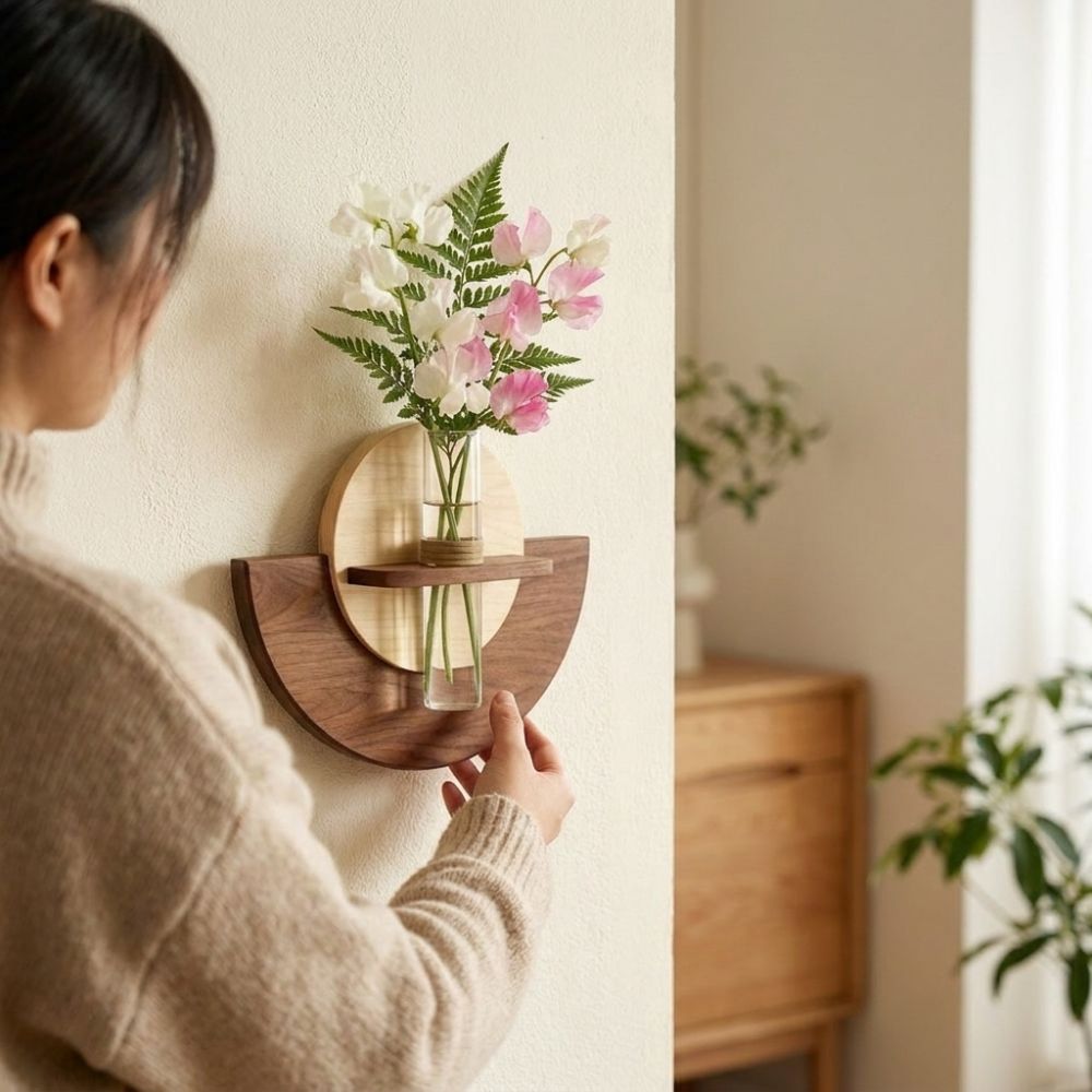 楕円形の木製壁掛けフラワーシェルフ、水耕栽培ディスプレイ、省 - Woodworking Zone のレビューと価格
